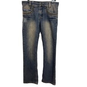 Giorgini Jeans Mens 31x32 Distressed Straight Leg Denim Pants